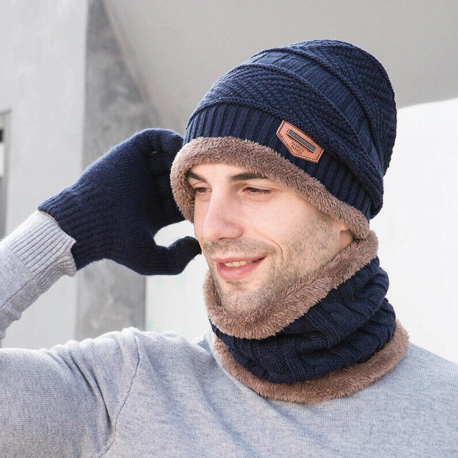 Neck Scarf Knitted Gloves Set