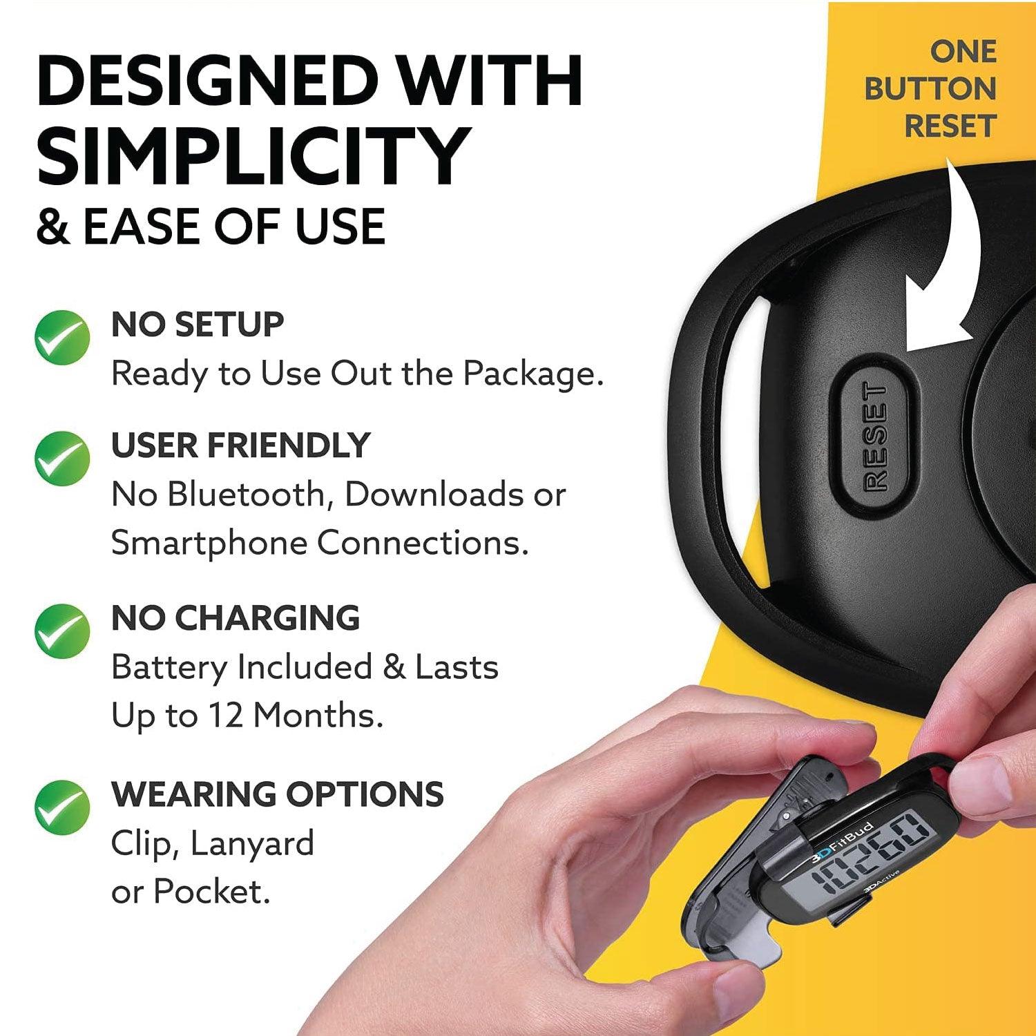 Simple Step Counter - Simple Step Counter Walking 3D Pedometer with Clip and Lanyard, A420S