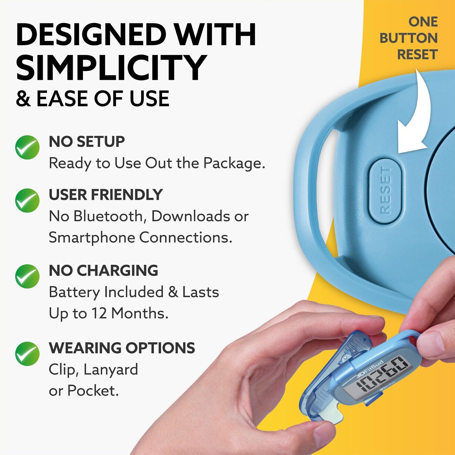 Simple Step Counter - Simple Step Counter Walking 3D Pedometer with Clip and Lanyard, A420S