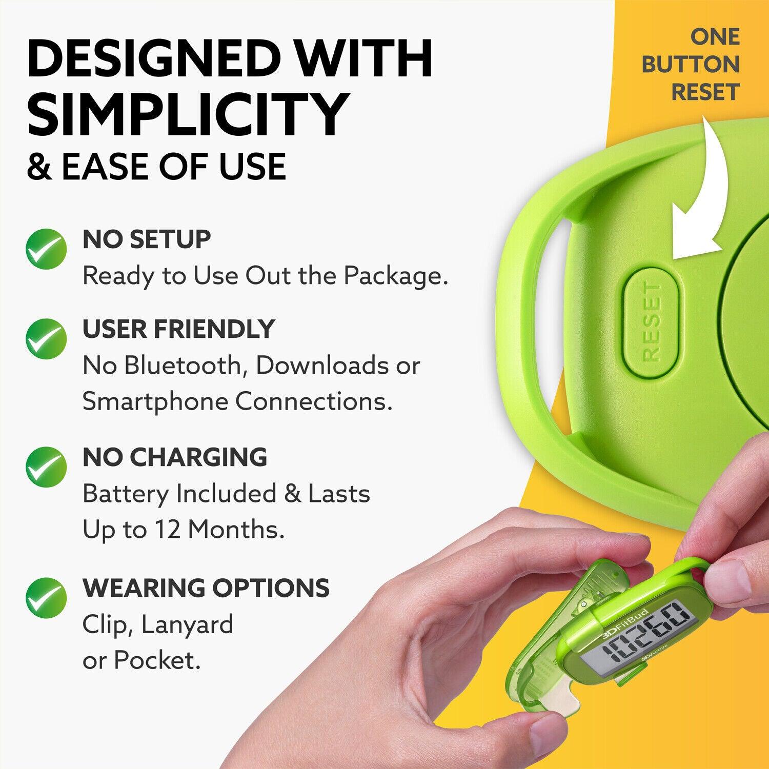 Simple Step Counter - Simple Step Counter Walking 3D Pedometer with Clip and Lanyard, A420S
