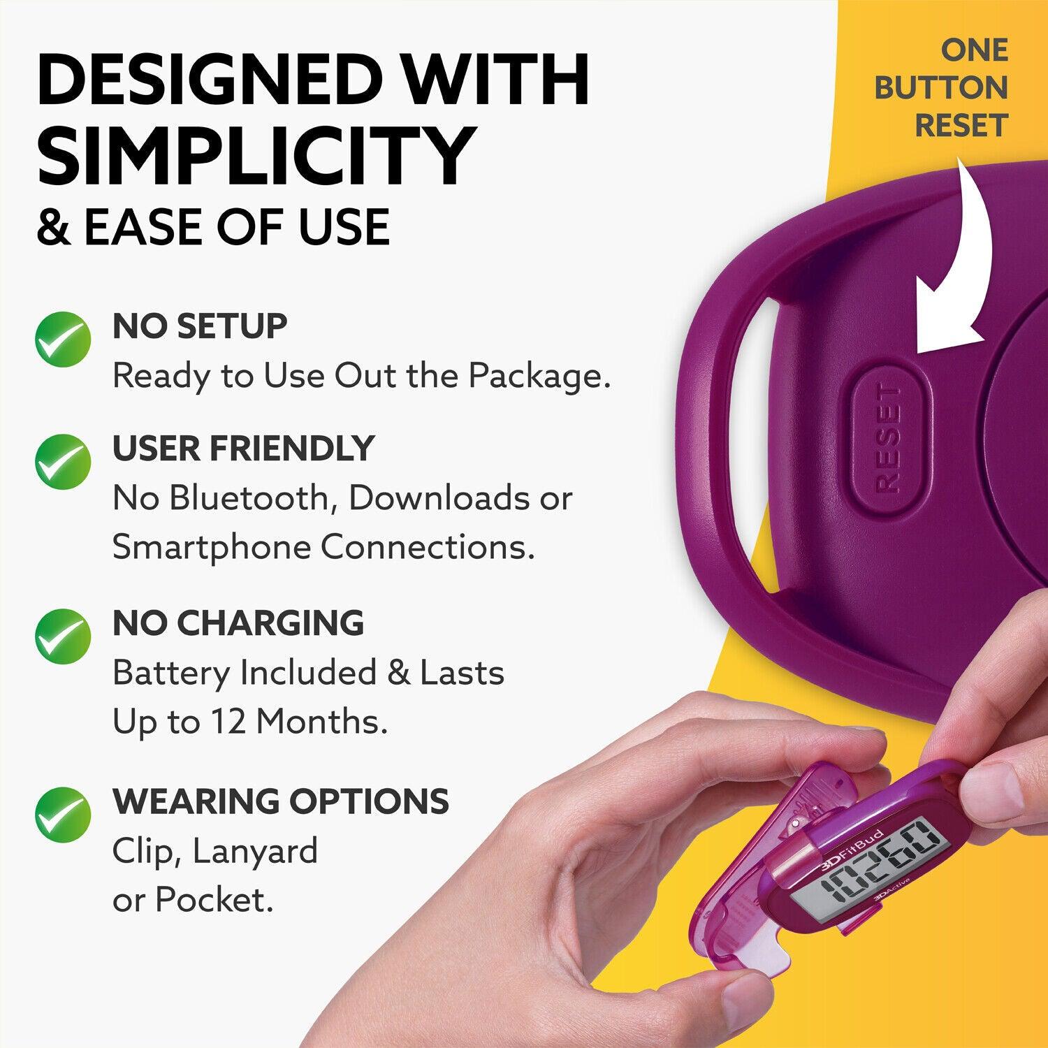 Simple Step Counter - Simple Step Counter Walking 3D Pedometer with Clip and Lanyard, A420S