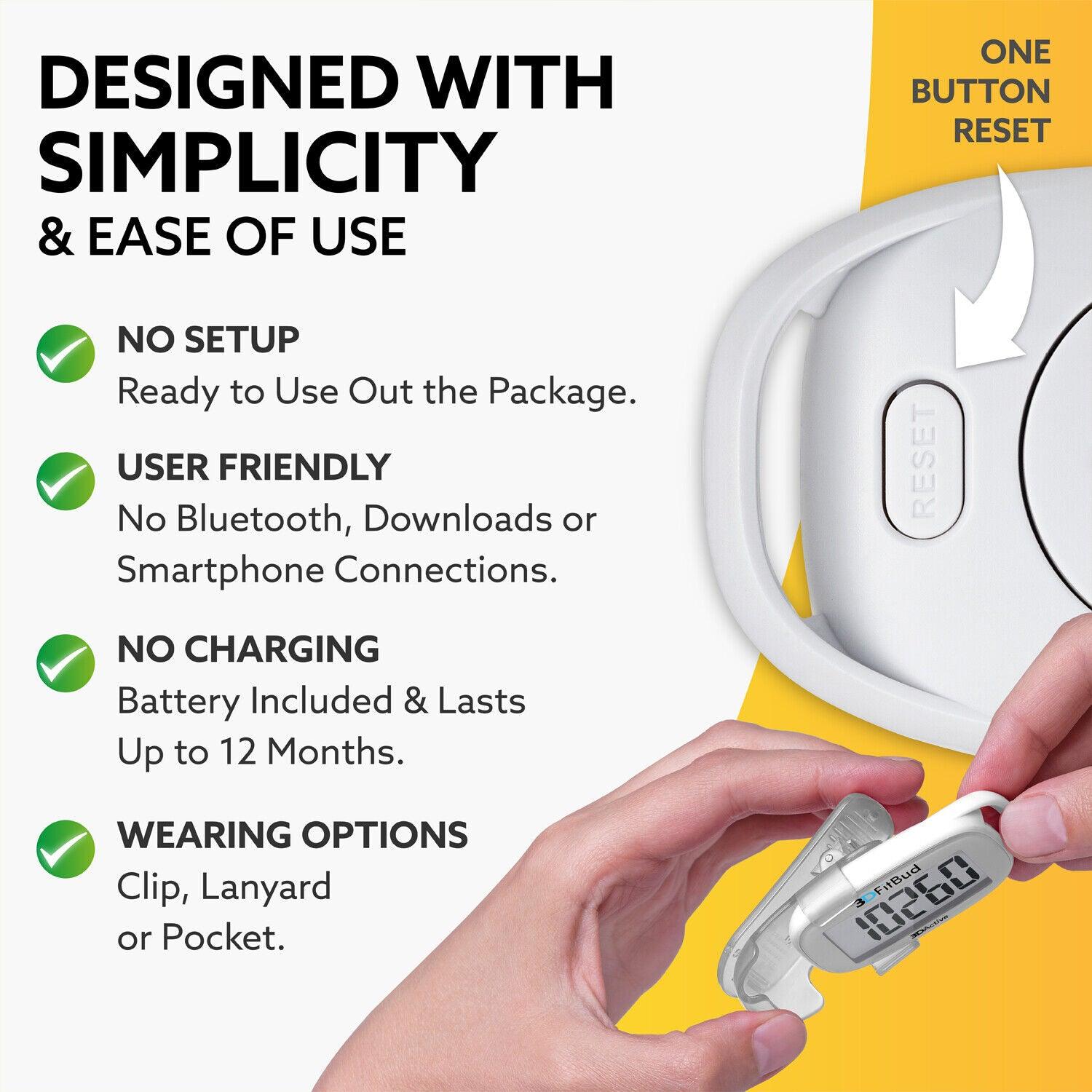 Simple Step Counter - Simple Step Counter Walking 3D Pedometer with Clip and Lanyard, A420S