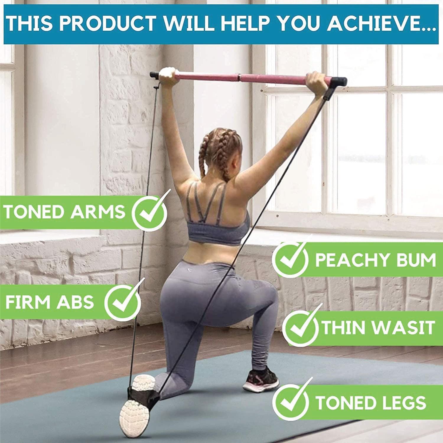 Portable Pilates Bar Kit - Workout Bar, | Gym Equipment for Home Use, Exercise Bar, Exercise Equipment for Women, Pilates Stick, Gym Stick