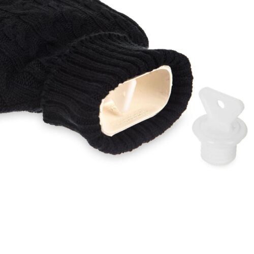 Hot Water Bottle With Knitted Soft Cozy Bag Cover - 2L Hot Water Bottle Knitted Cover Bag With Built In Pockets Natural Rubber Faux