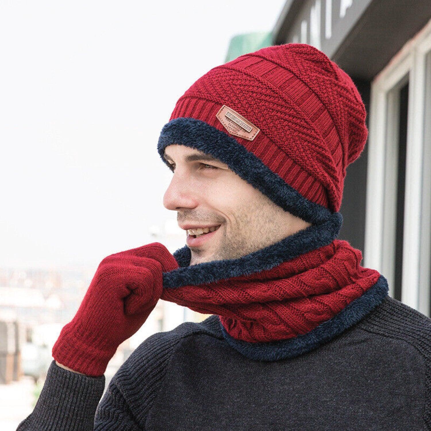 mens hat scarf and gloves set