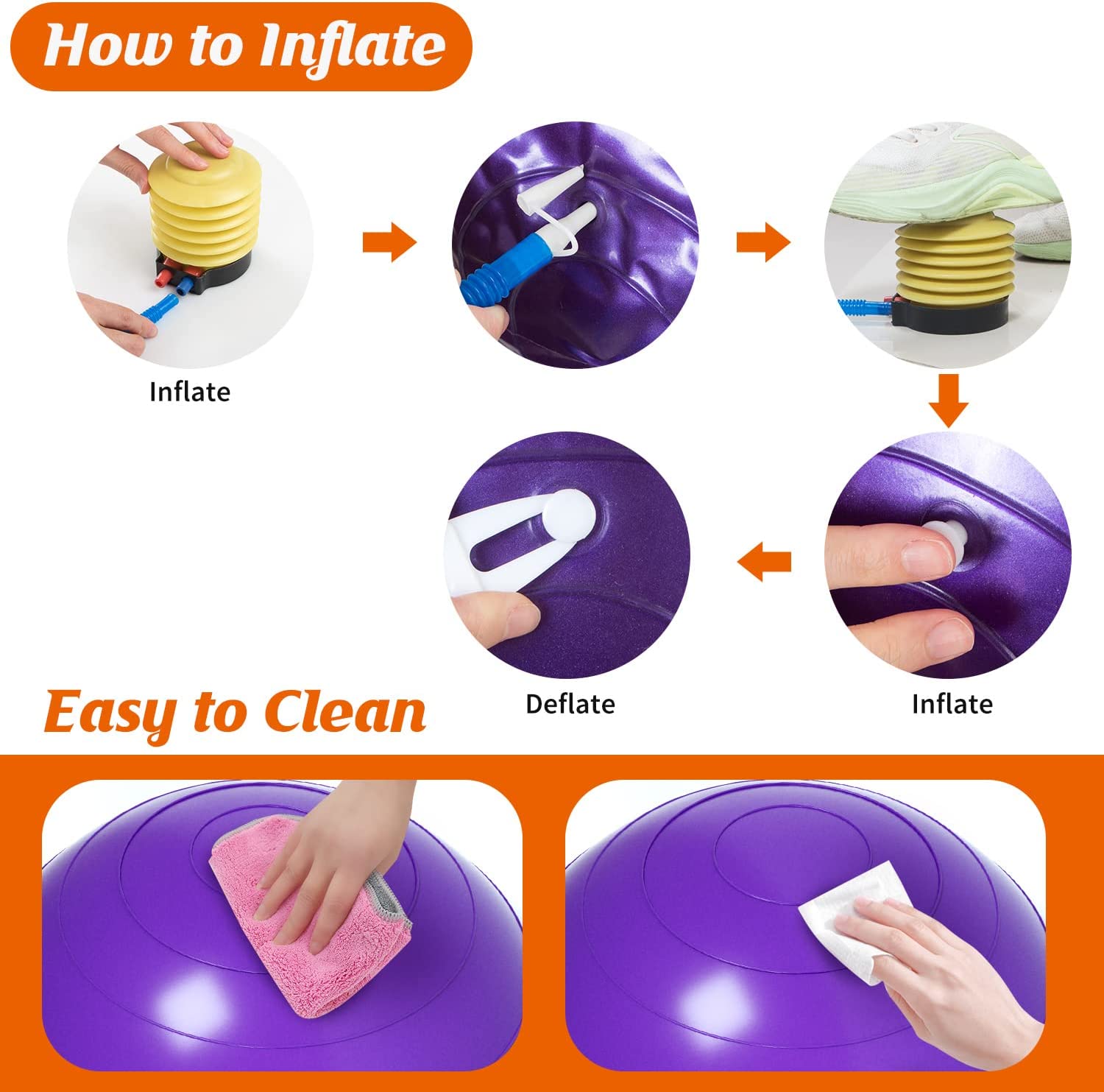 Peanut Exercise Ball - Abaodam Yoga Ball Peanut Exercise Ball with Hand Pump - Anti Burst Peanut Balance Ball for Labor Birthing, Physical Therapy