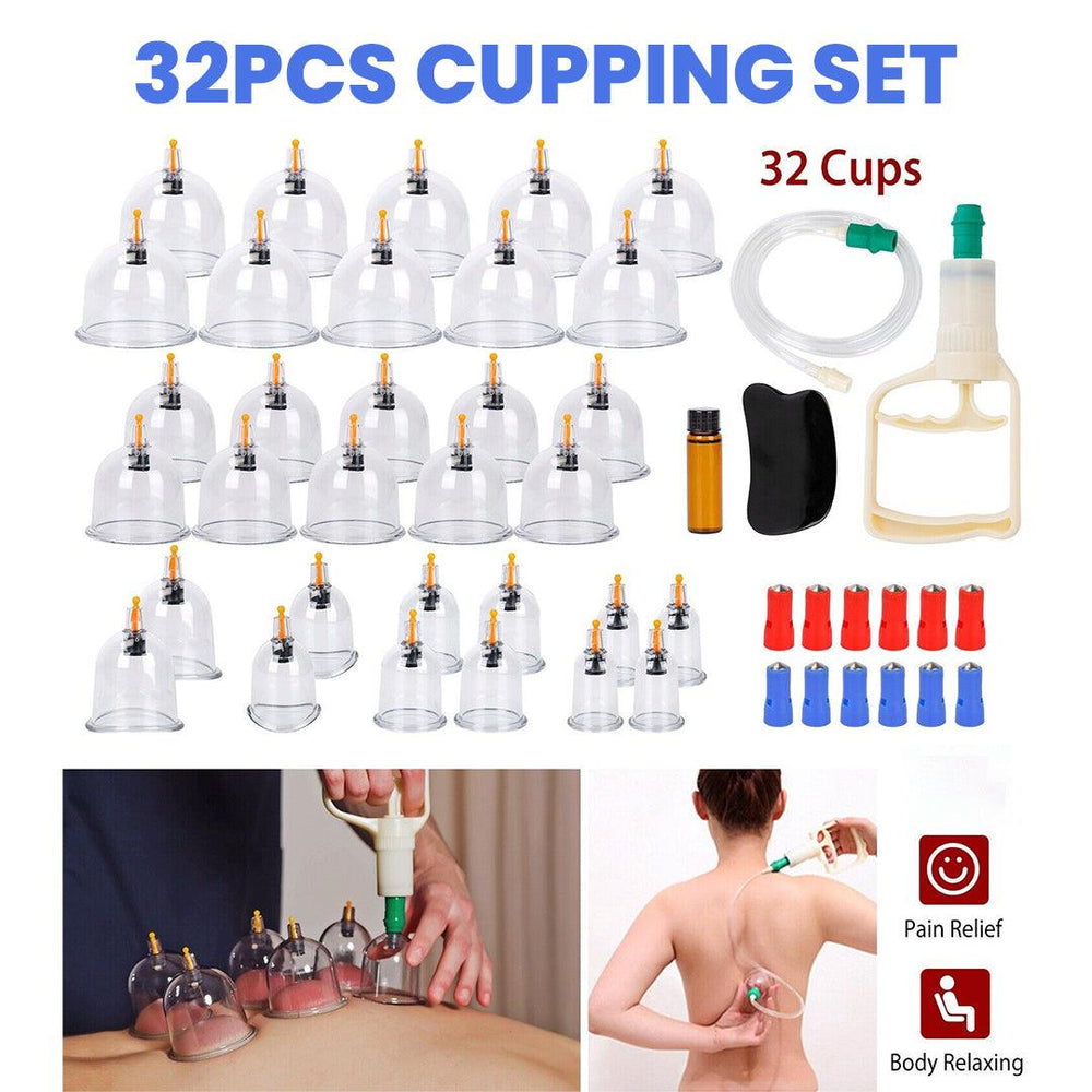 Home Cupping Therapy Set - 32PCS Cupping Vacuum Massage Cups Set ...