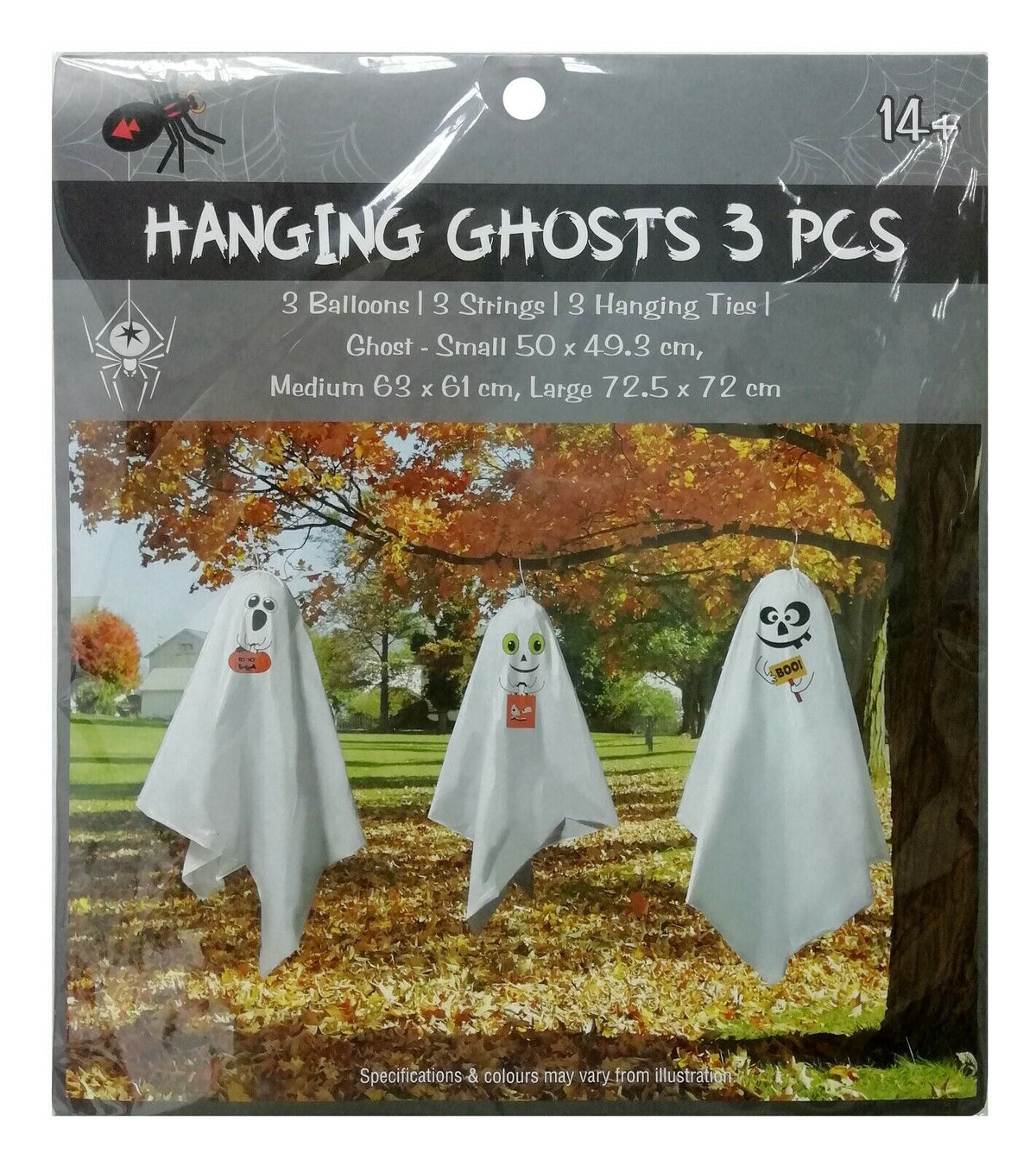 Happy Halloween Balloons - 3 Scary Halloween Hanging Decoration Ghost Bags Balloons