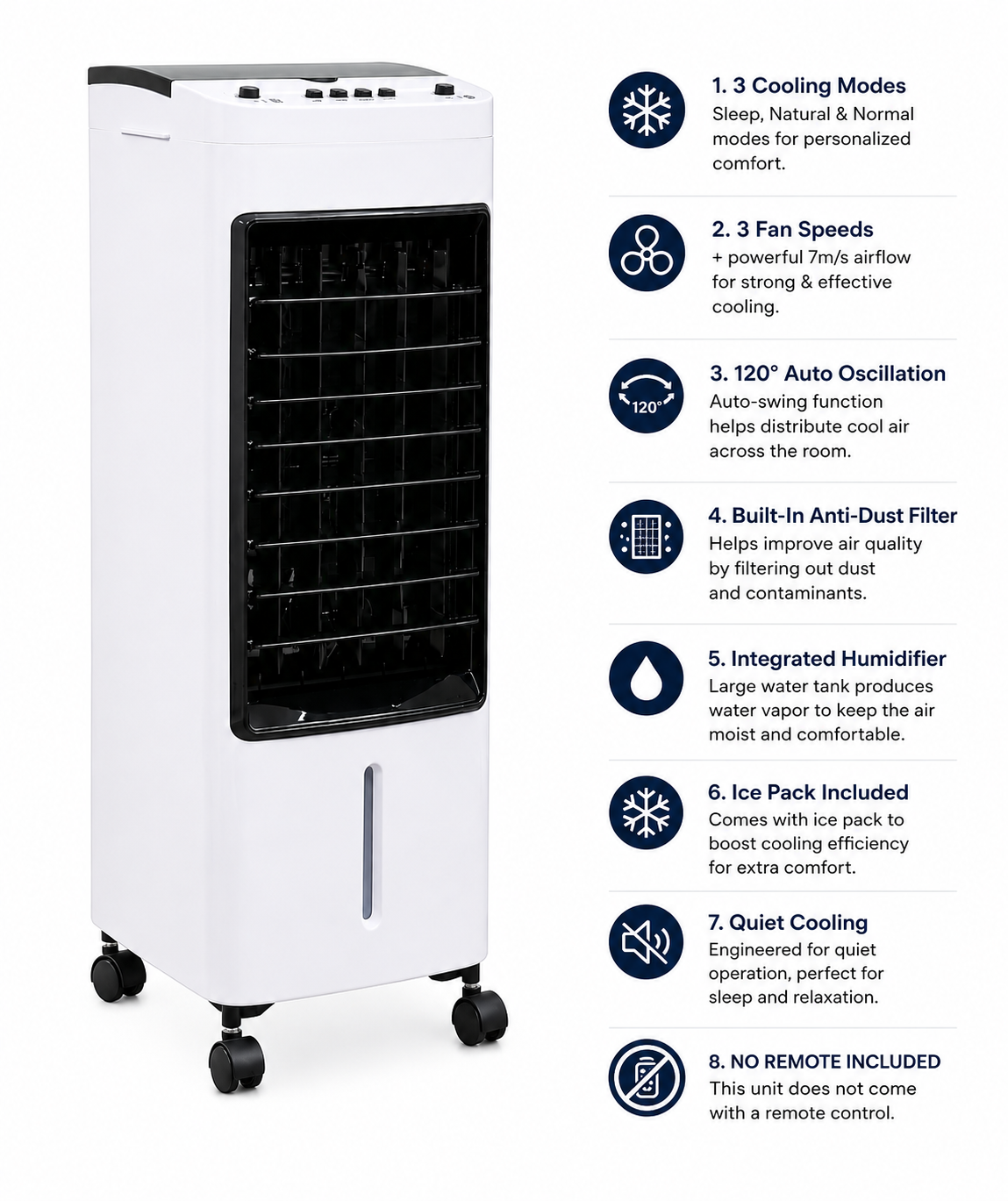 Portable Air Conditioner - 2L/4L/5L Air Cooler Evaporative Oscillating Unit Ice Fan W/ Remote Swing AC
