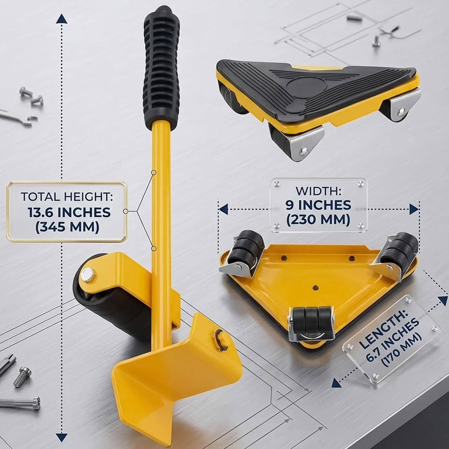 Furniture Moving Wheels - Heavy Furniture Lifter Shifter Remover Roller Wheels Moving Mover Tools Kit Set