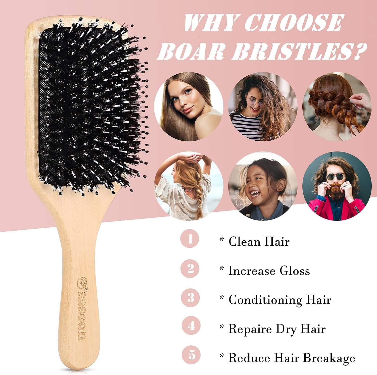 Luxury Hair Brush Set - 5pk Hair Brush Set for Women
