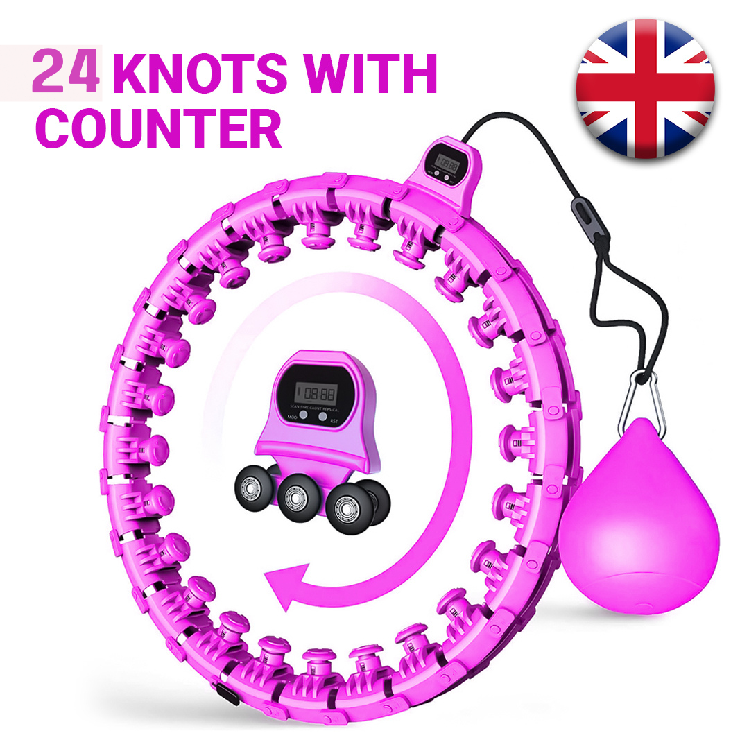 MASKURA Smart Weighted Hula Hoop With Counter 24 knots - Weight Loss Hula Hoop, Smart Fitness, Adjustable Ring Size With Counter Suitable For Adult