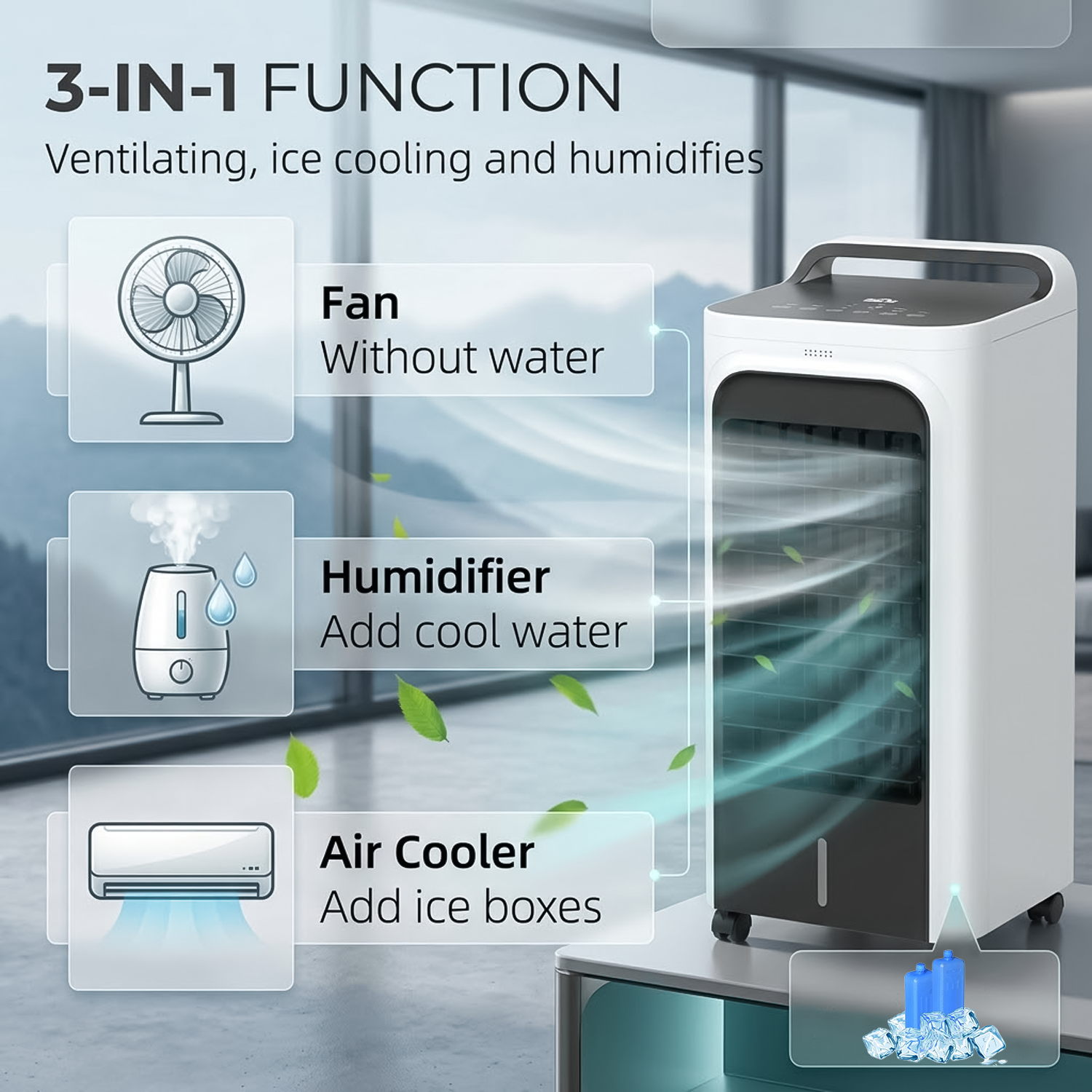 Portable Air Conditioner - 2L/4L/5L Air Cooler Evaporative Oscillating Unit Ice Fan W/ Remote Swing AC