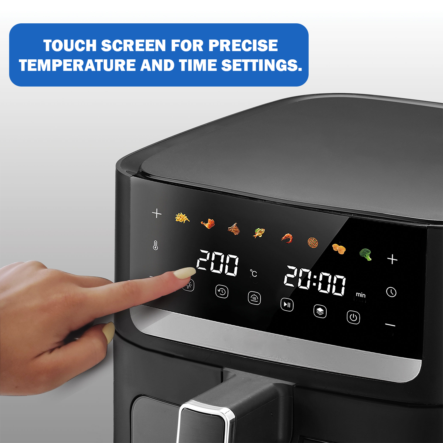 Air fryer with temperature control and timer