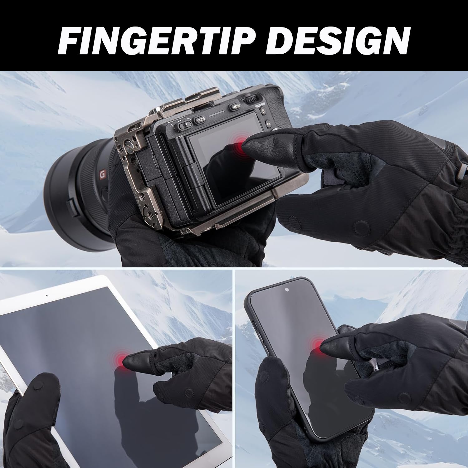 Anti-slip camera gloves for winter shooting