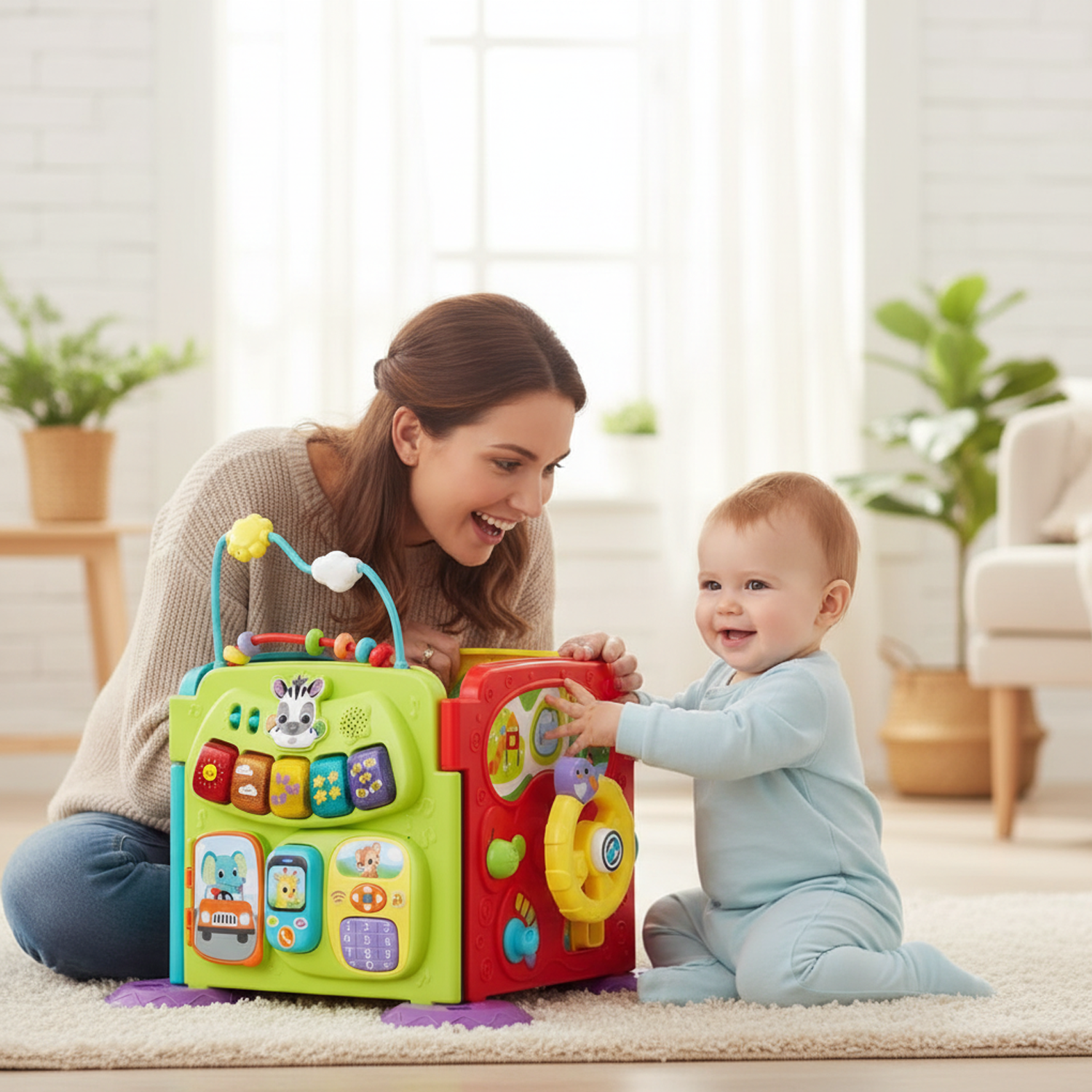 Baby sensory activity cube for early development