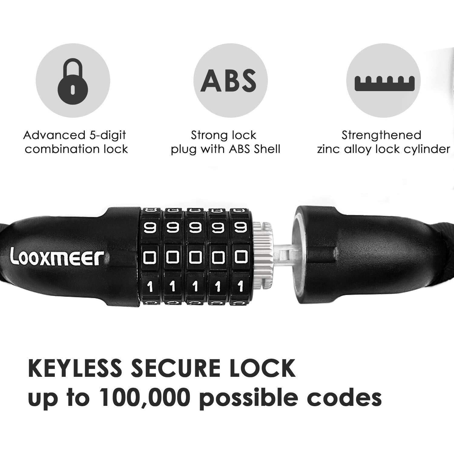 Best Bike Lock UK - Heavy Duty High Security 90cm 5-Digit Combination Chain Lock