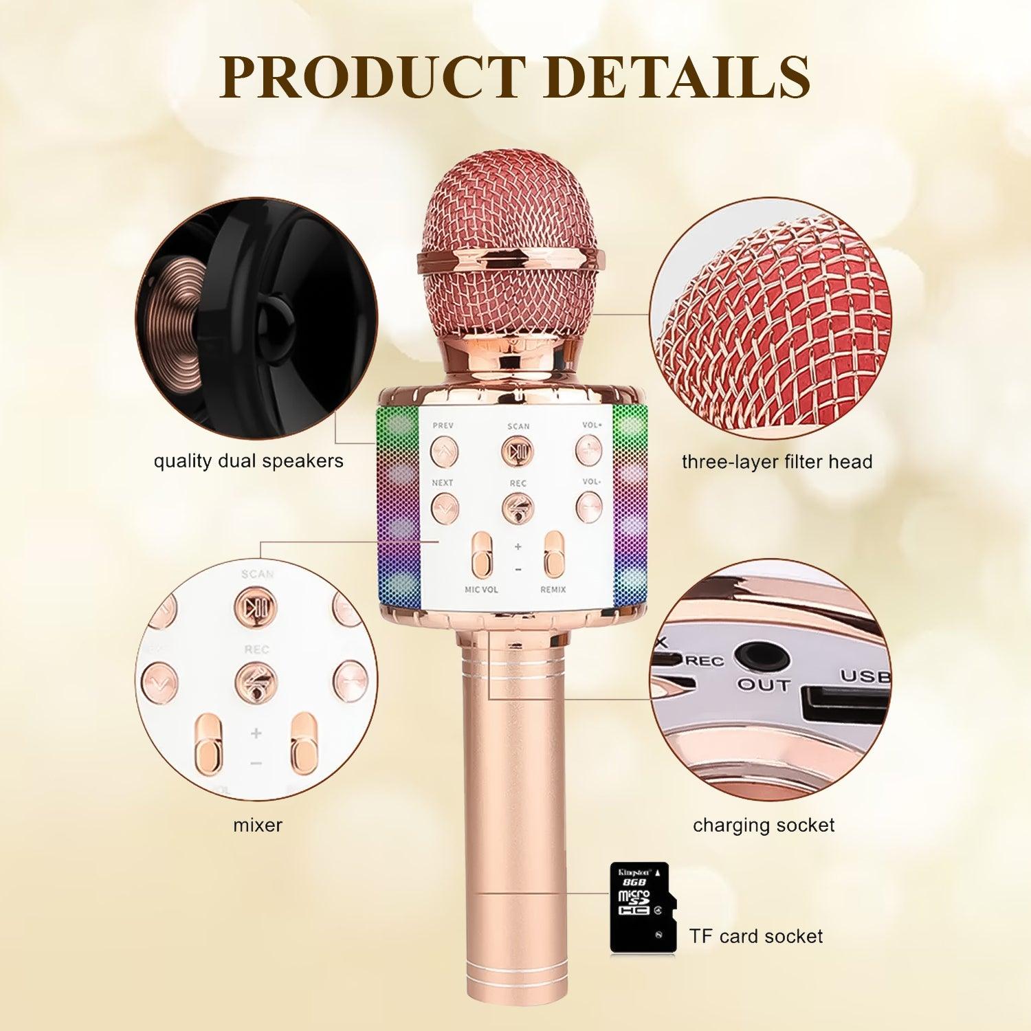 Bluetooth Microphone with Flashing Colorful LED Lights
