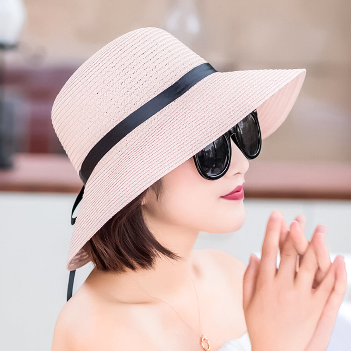 Straw Hat Womens - Summer Big Wide Brim Straw Hat Beach Sun Foldable Cap -  Maskura - Get Trendy, Get Fit