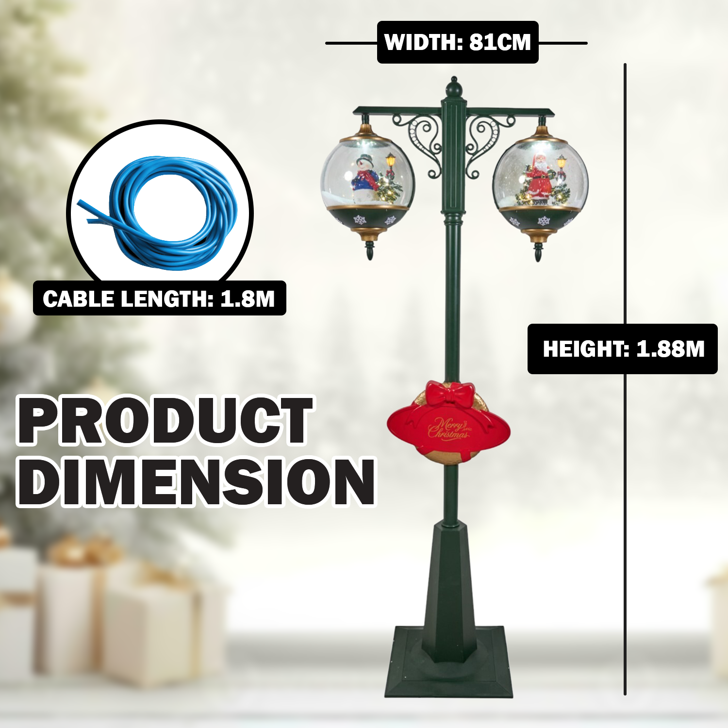 Christmas musical lantern with LED lights and rotating scene