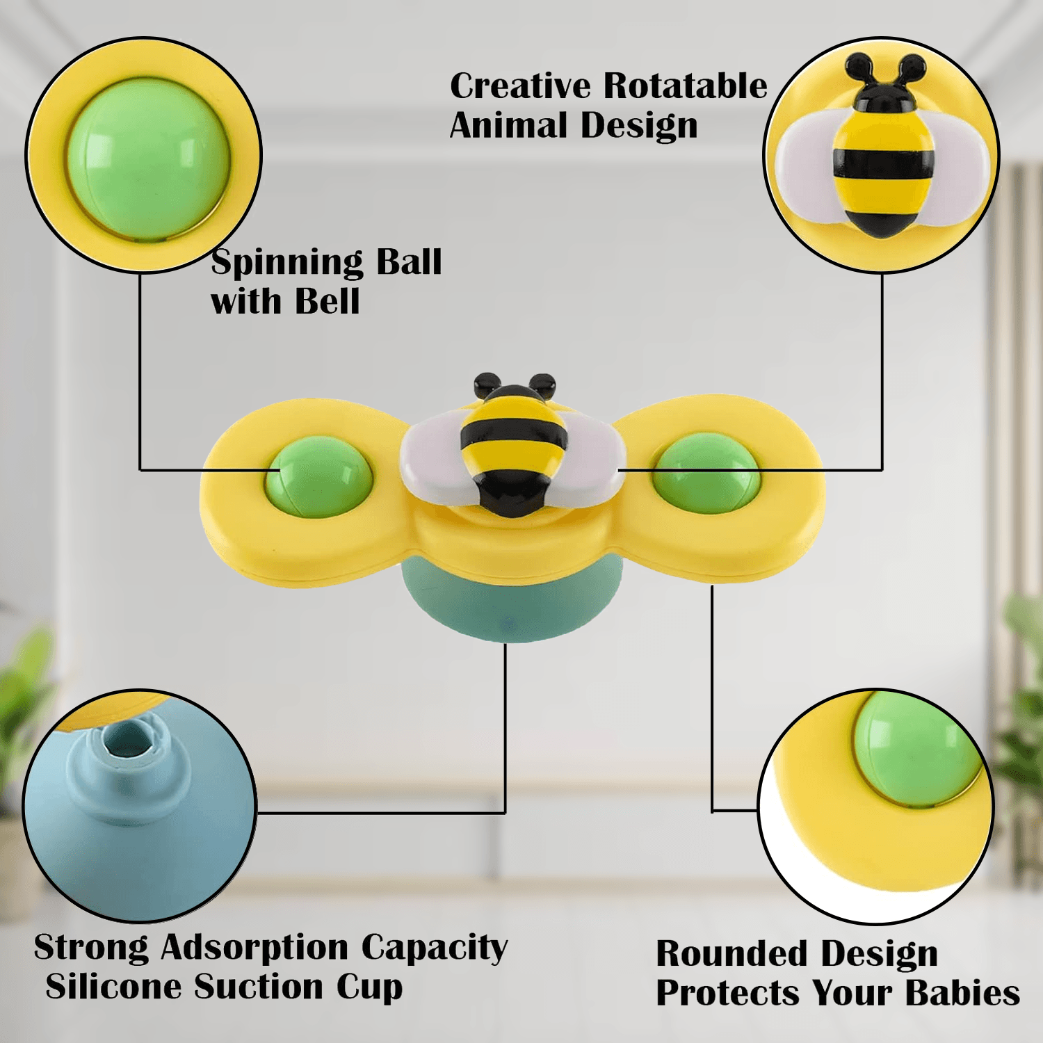 Colorful fidget spinner toy spinning in hand