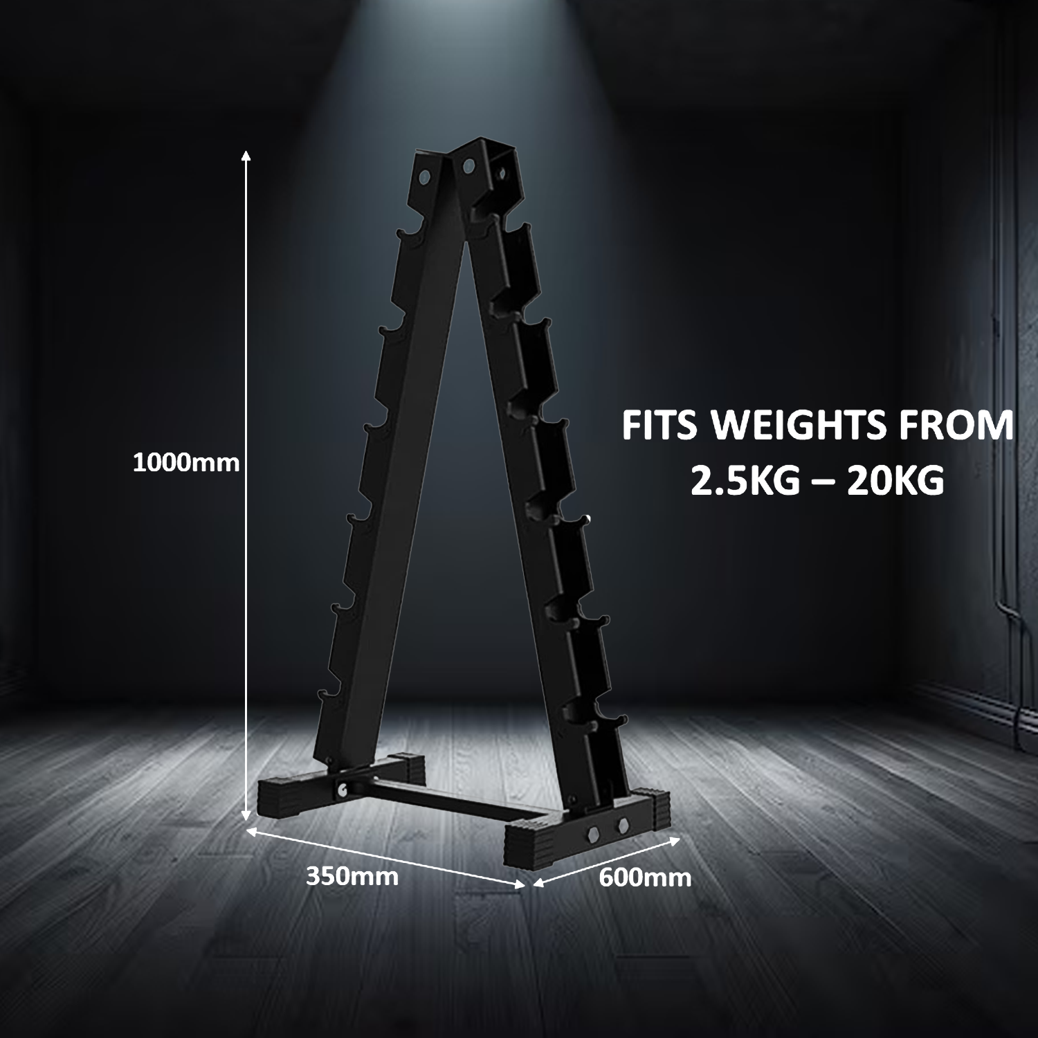 Compact dumbbell storage rack for small spaces