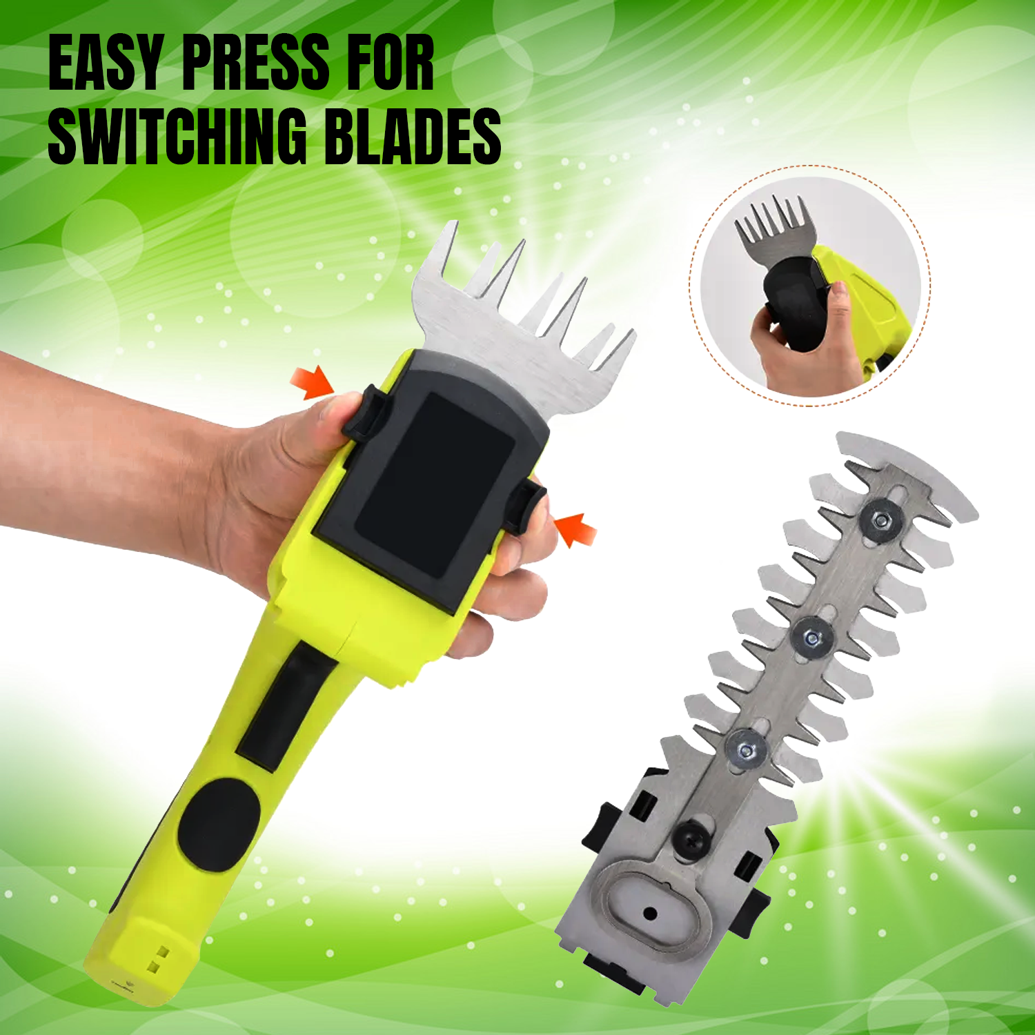 Compact electric trimmer for small hedges