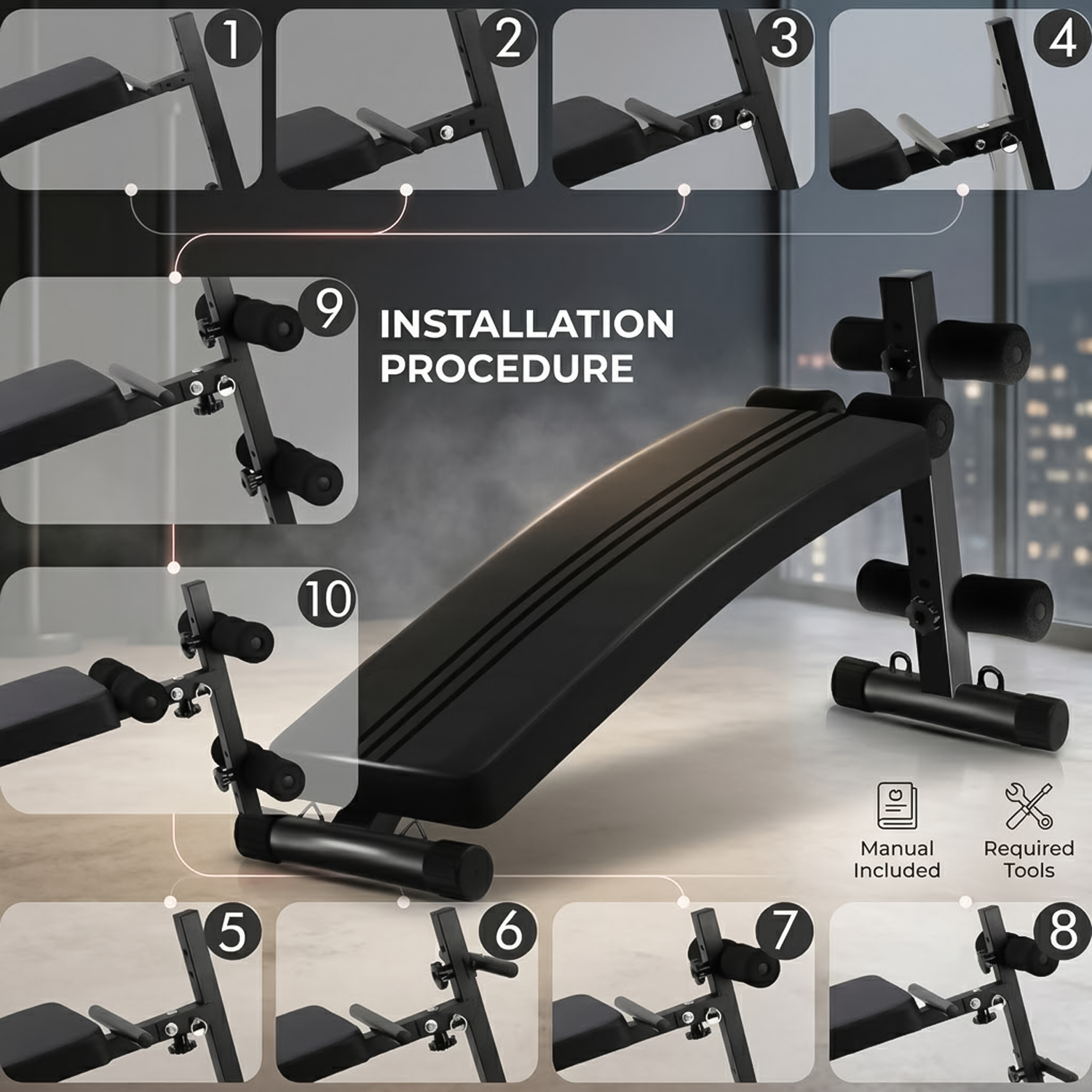 Compact folding weight bench for small spaces