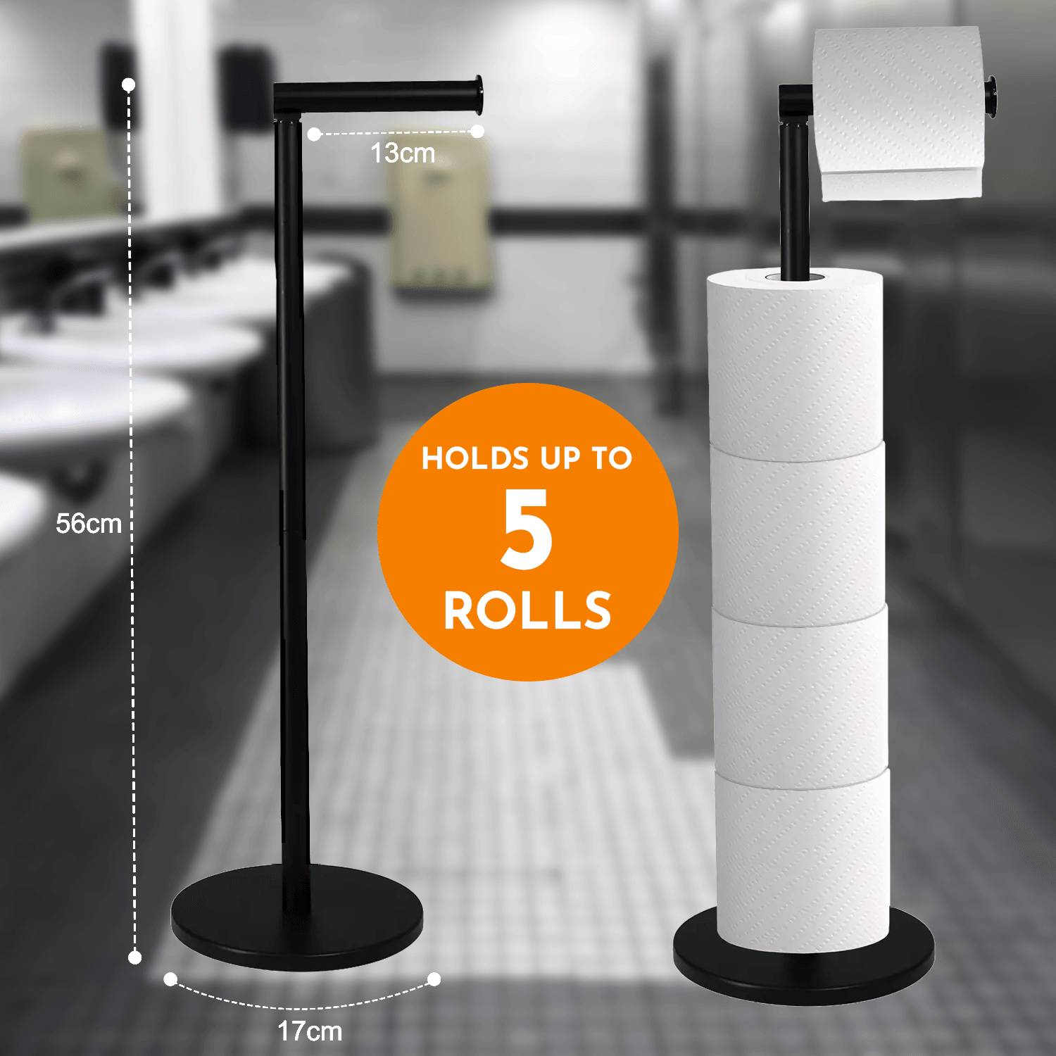 Compact standing toilet paper holder