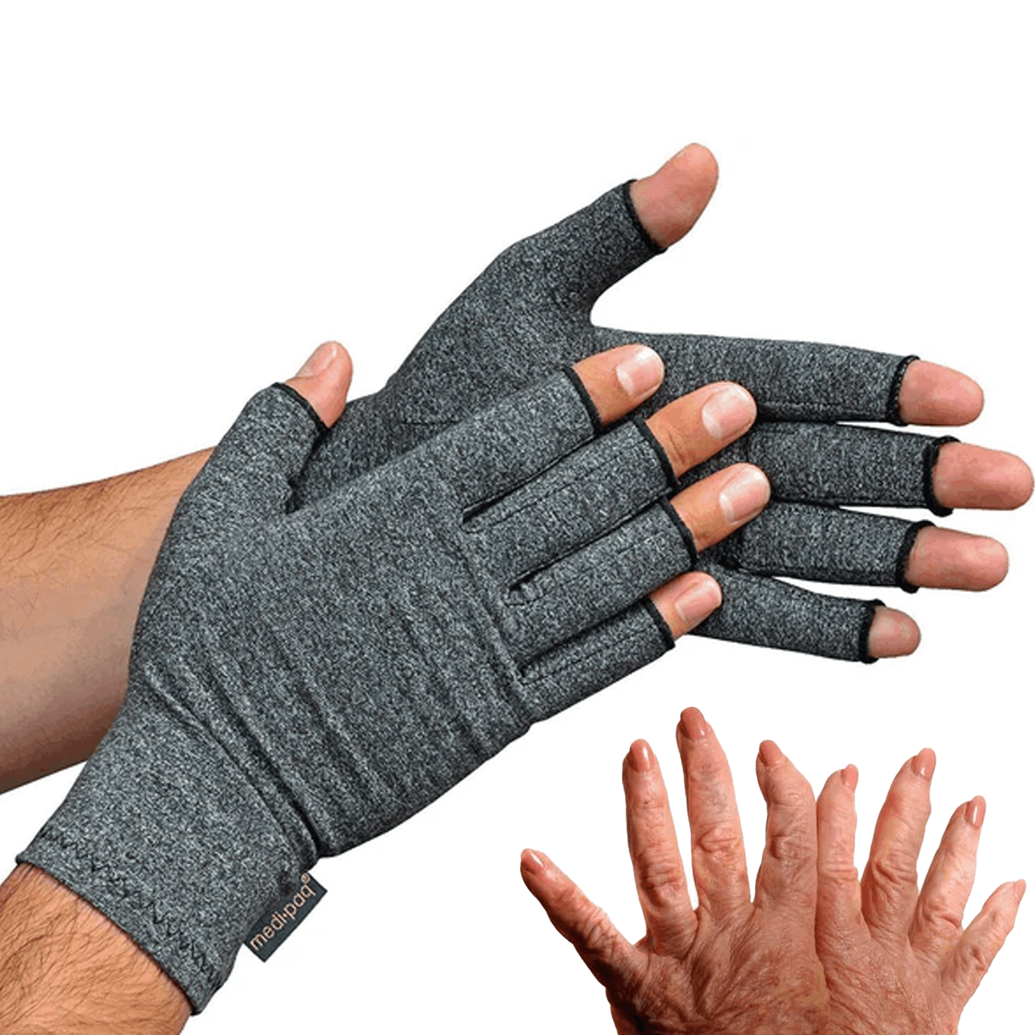 2 Pairs Arthritis Gloves for Pain, Fingerless Compression 2 Pairs Arthritis Gloves for Pain, Fingerless Compression