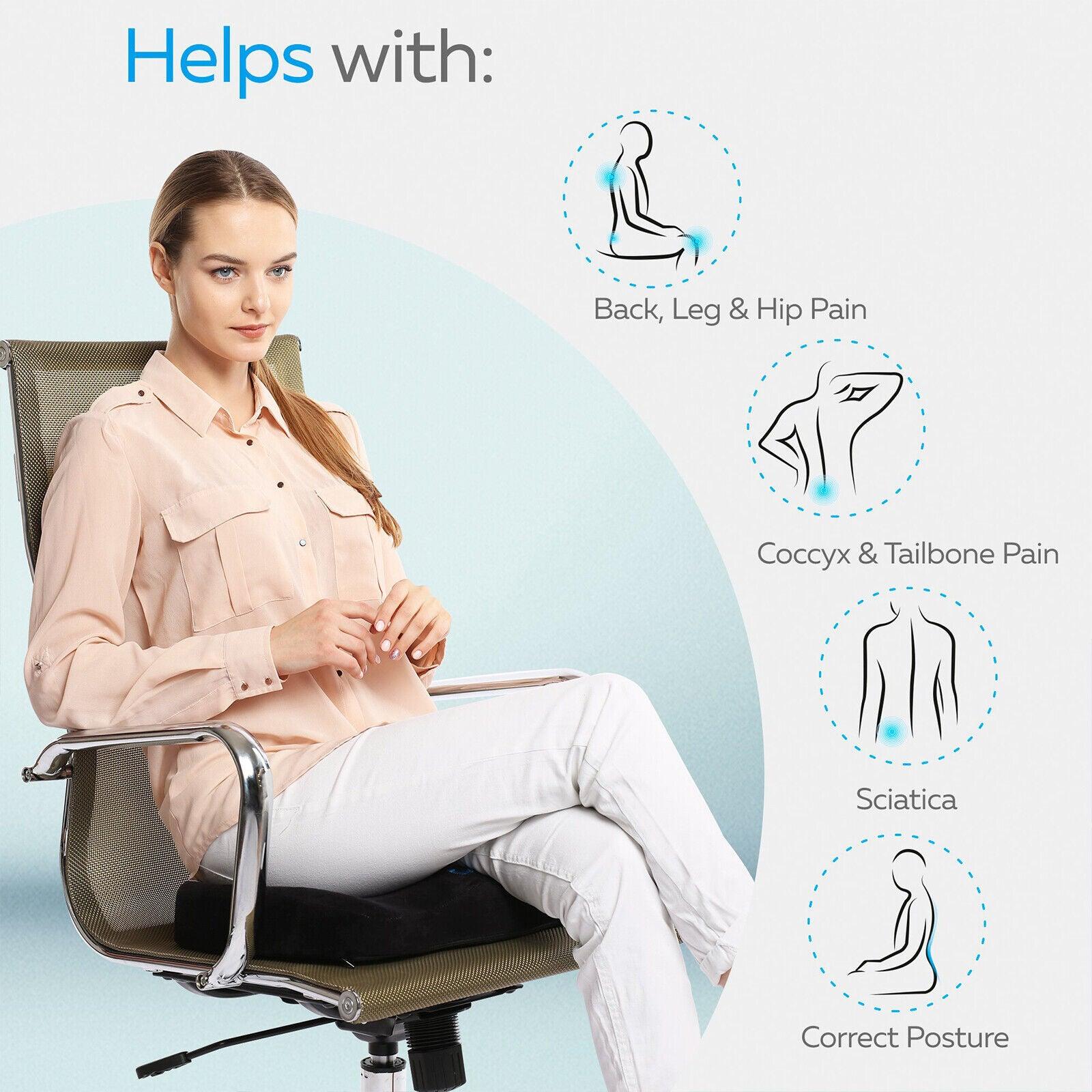 Office Chair Back Cushion Memory Foam Lumbar Support Posture Corrector  Pillow UK