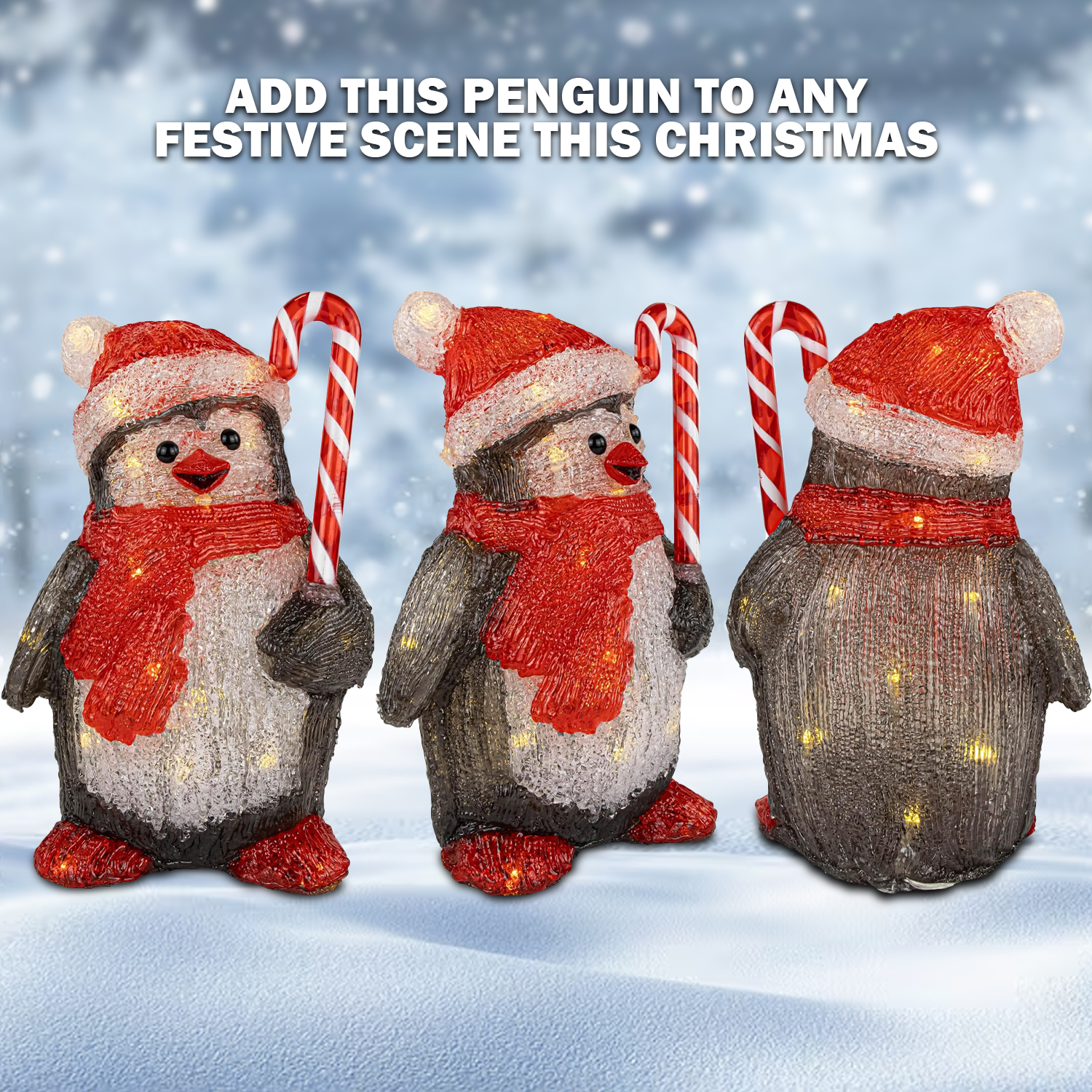 Cute glowing penguin Christmas décor for home display
