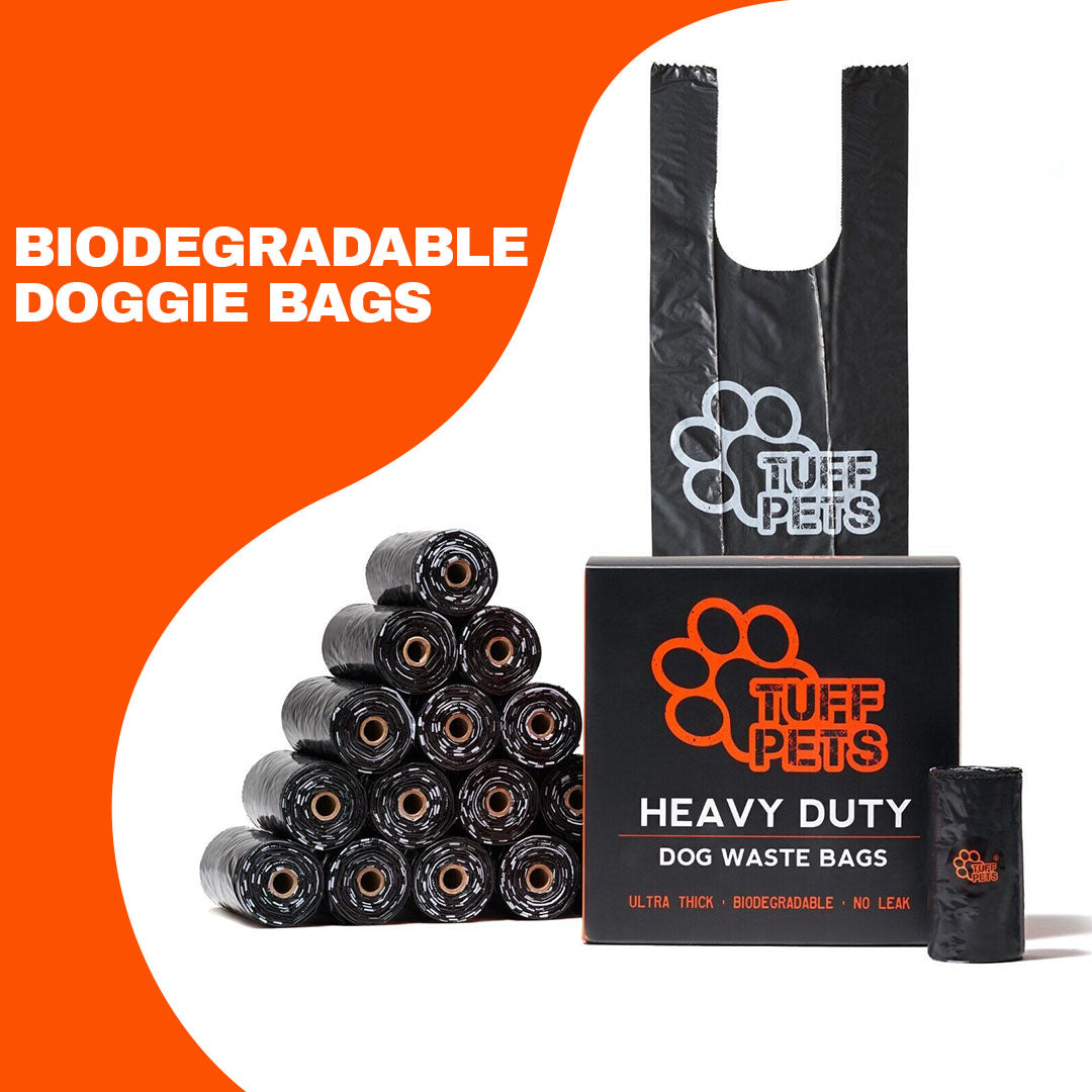 	 tie handle dog poop bags