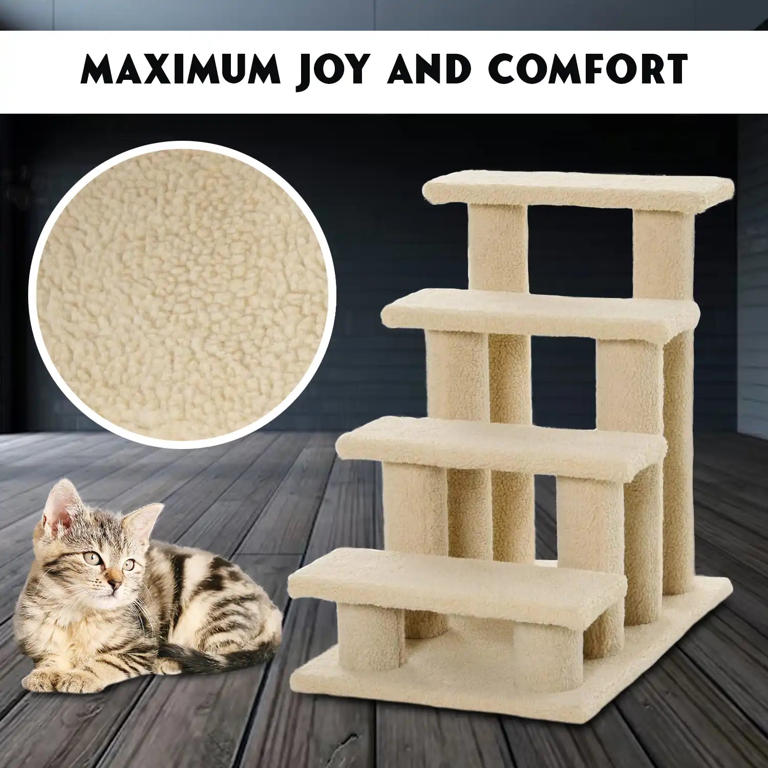 Durable cat climbing stairs for furniture access