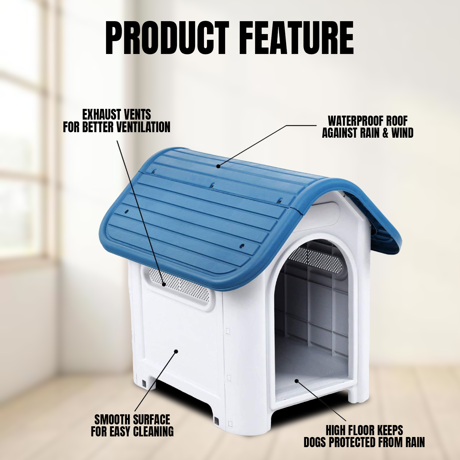 Easy to clean plastic kennel for dogs