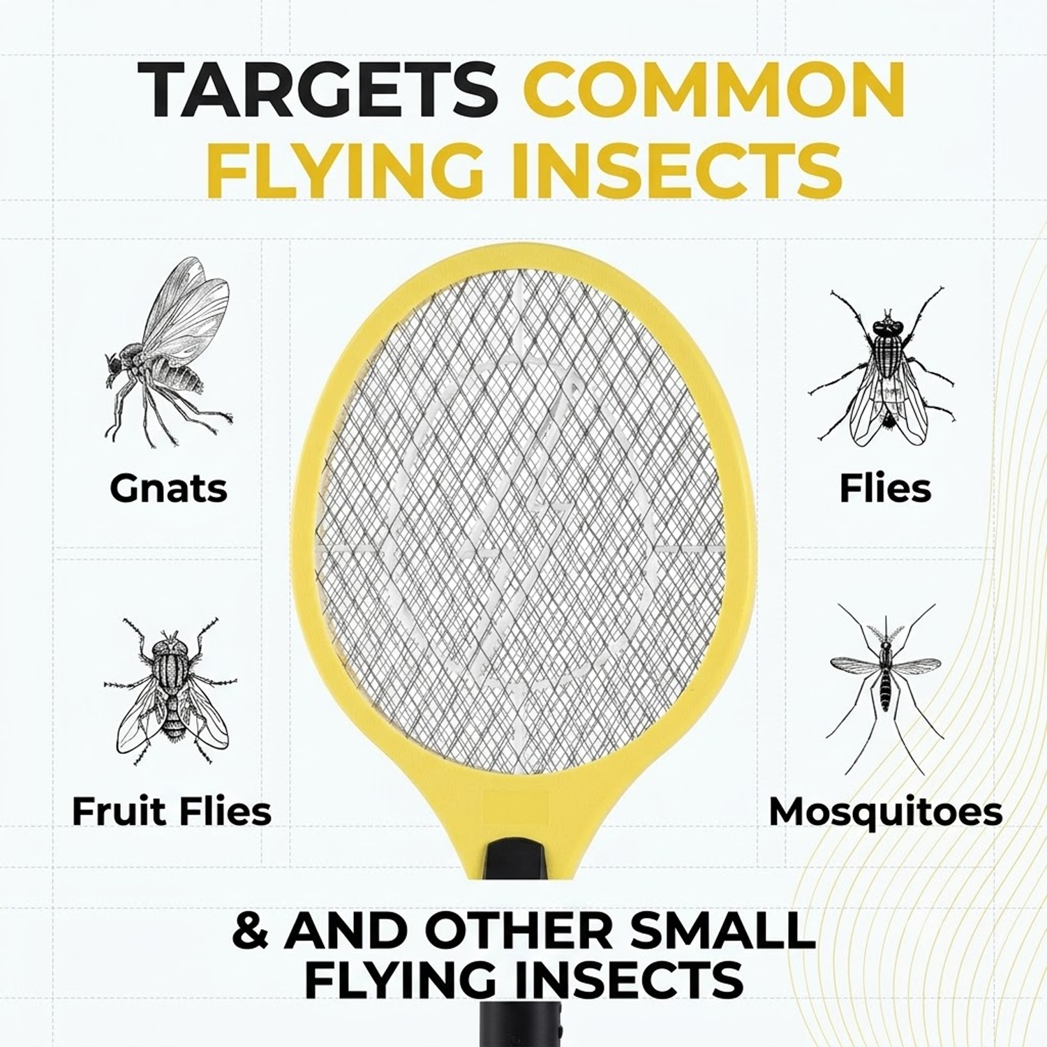 Fly Zapping Racket -  Bug Zapper Racket Fly Swatter Mosquito Bat Wasp Electric Insect Pest Killer USB