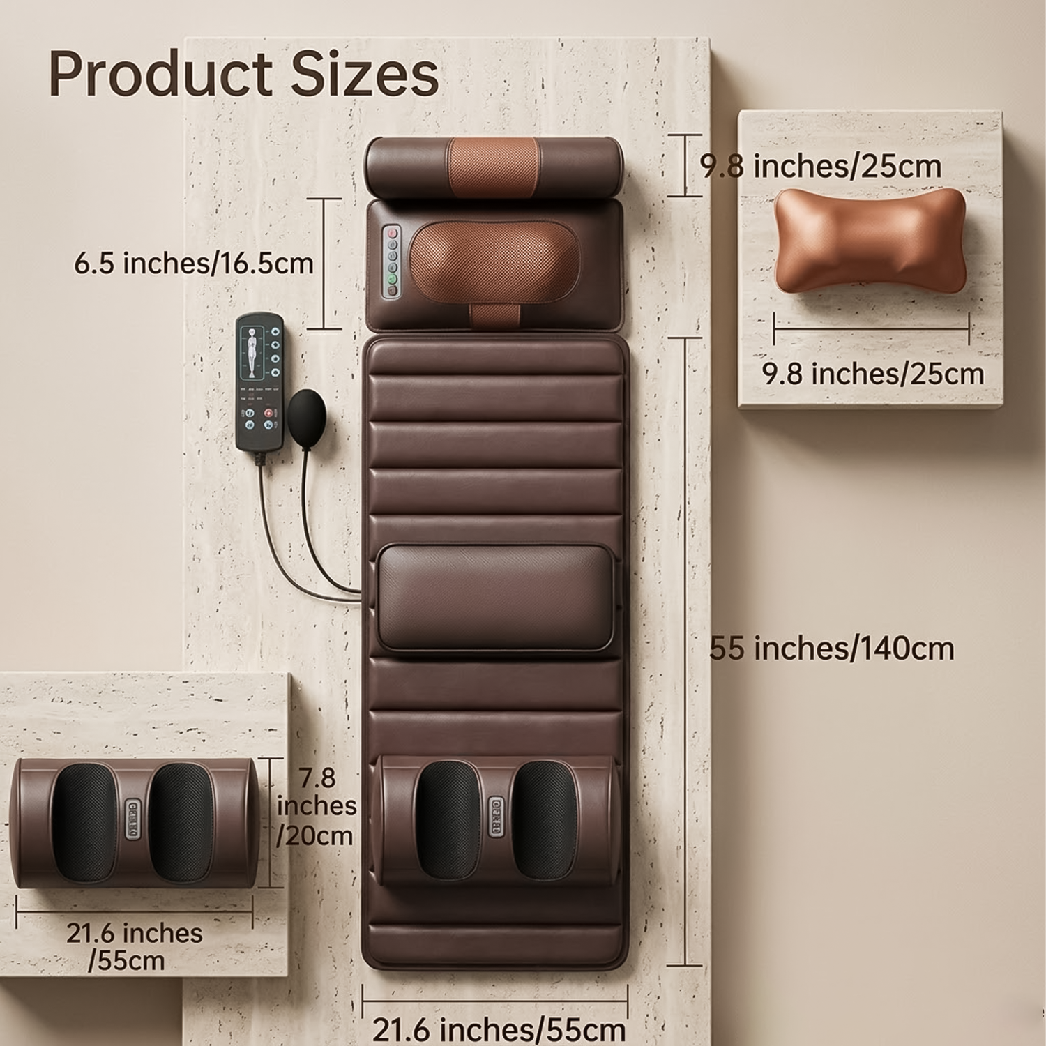 Electric body massage mat for neck, back and legs