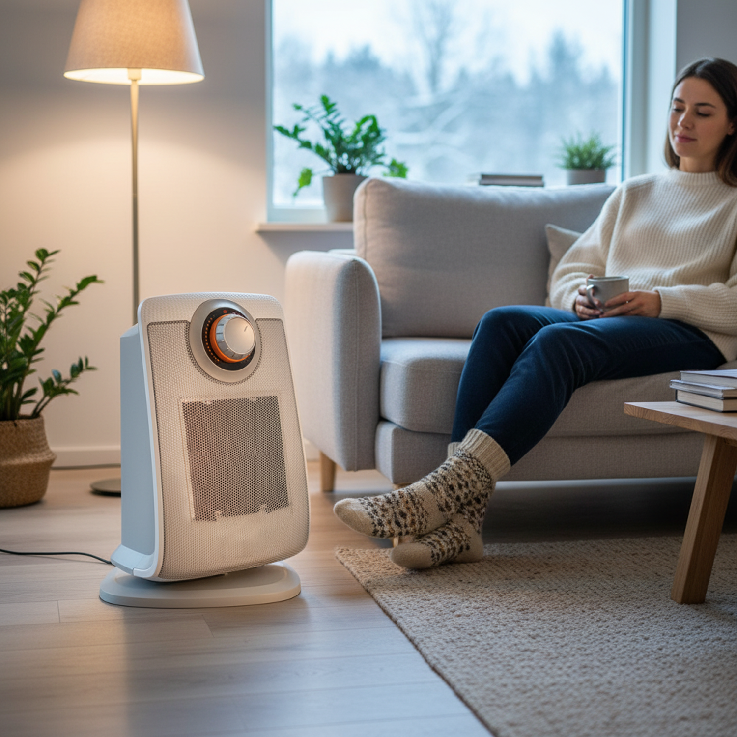 Electric ceramic fan heater with safety cut-off