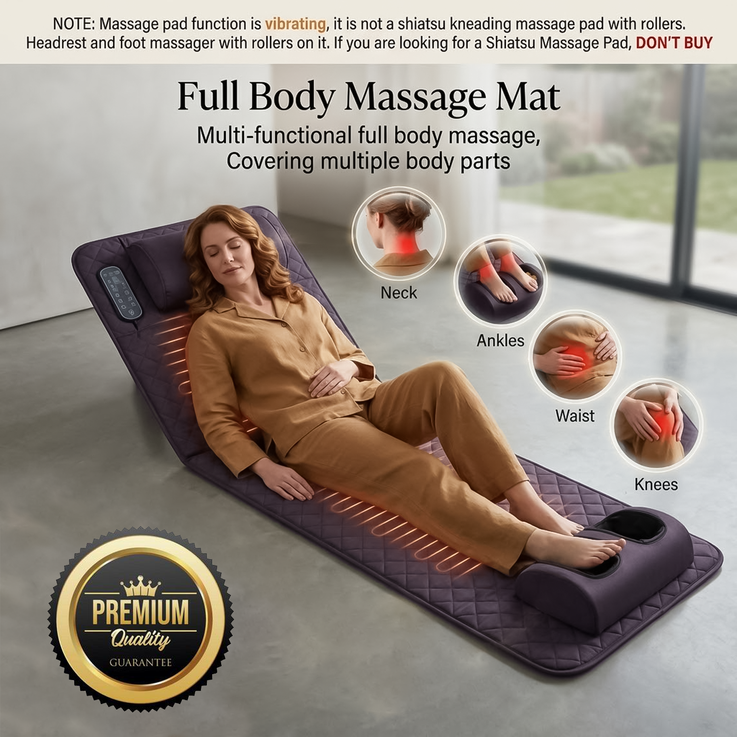 Electric heated massage mat for back and body relaxation