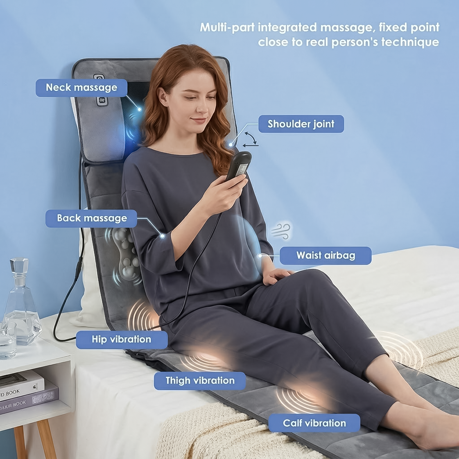 Electric massage mat for back, neck, and legs