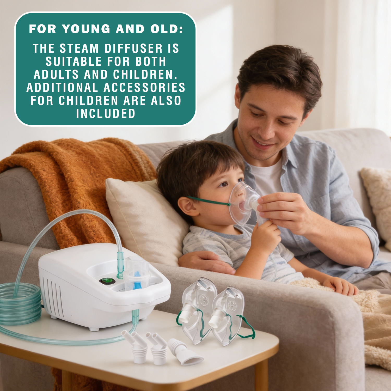 Electric steam inhaler for nasal and respiratory therapy