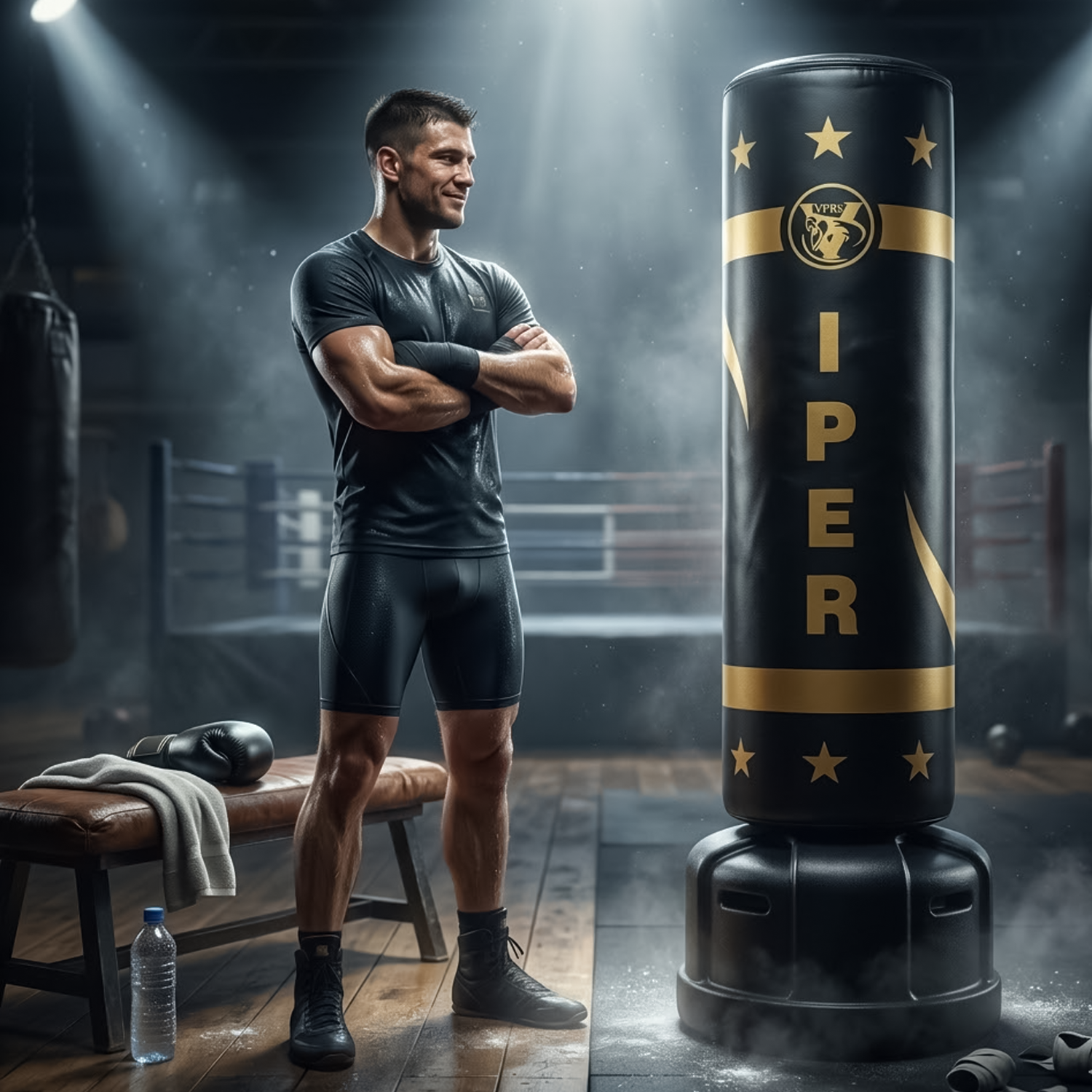 Freestanding kickboxing bag with shock absorption