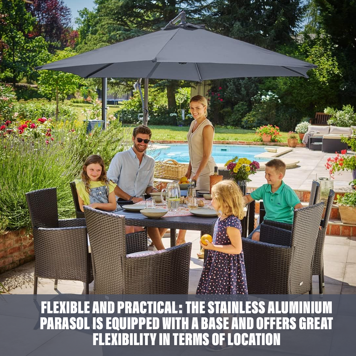 Garden umbrella with stand for patio