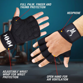 Gym Gloves Wrist Support - Weight Lifting Gym Gel padded Gloves strap