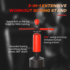 Freestanding Punch Bag Stand - Boxing Punch Bag Stand Rotating Flexible Arm Speed Ball Waterable Base