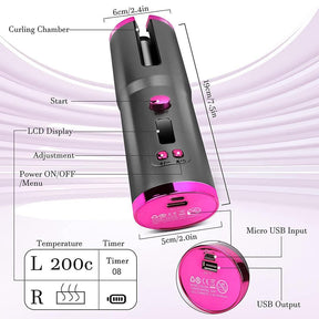 Cordless Automatic Hair Curler UK - LCD Wireless Rotating Ceramic Waver