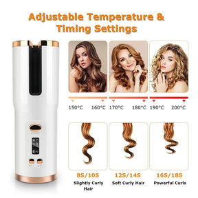 Cordless Automatic Hair Curler UK - LCD Wireless Rotating Ceramic Waver
