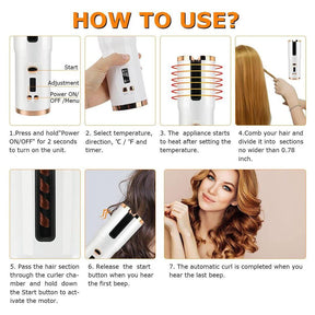 Cordless Automatic Hair Curler UK - LCD Wireless Rotating Ceramic Waver