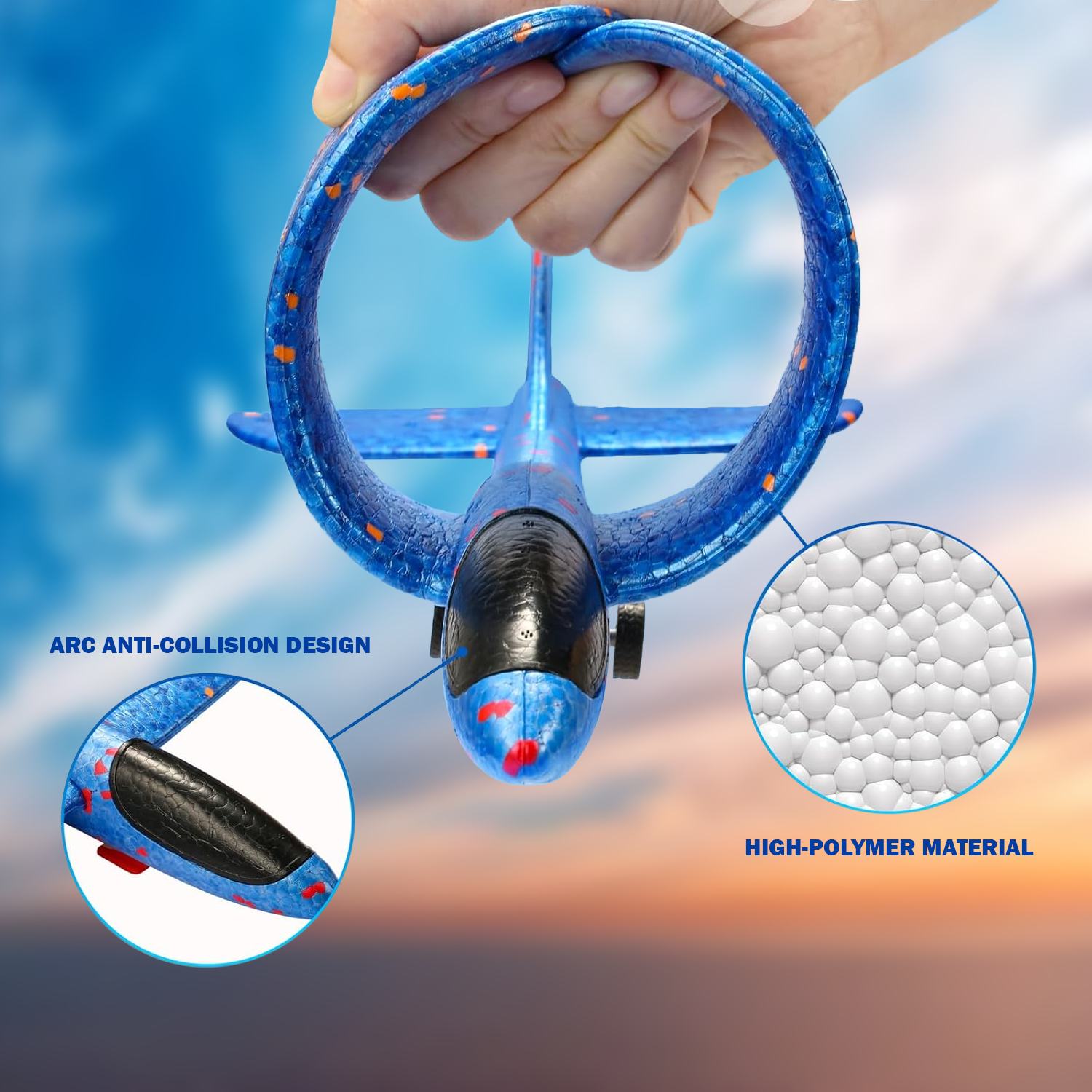 Hand-throw airplane toy with launcher