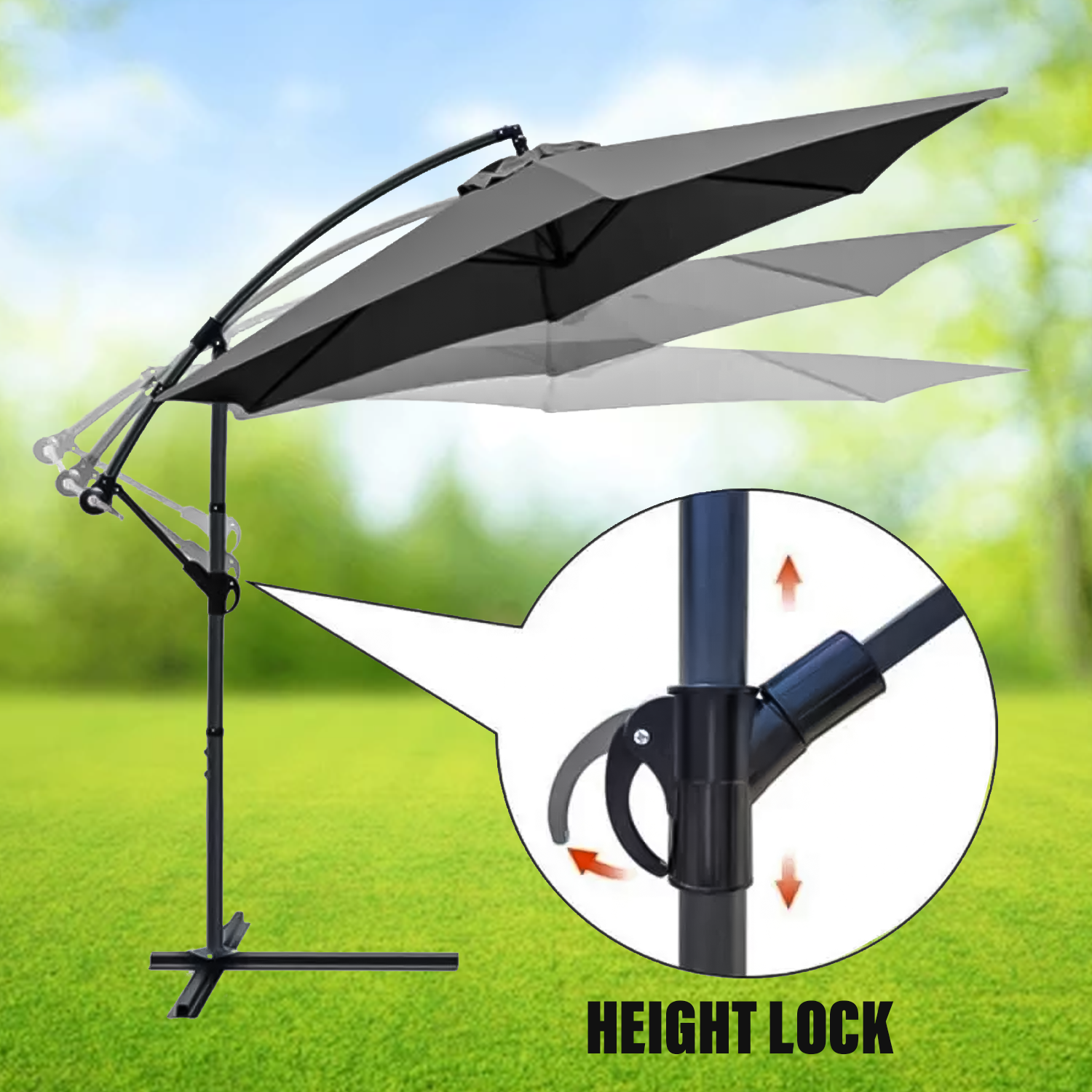 Heavy-duty outdoor umbrella with base